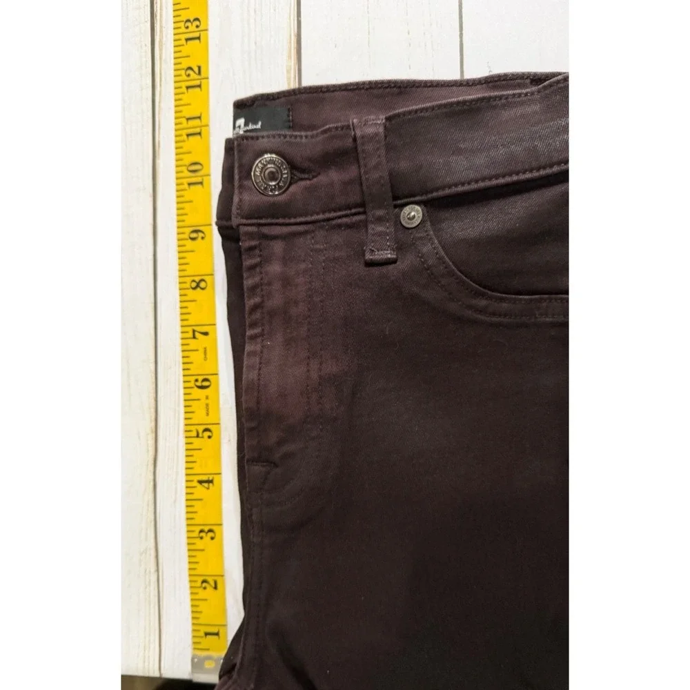 7‎ For All Mankind Coated High Waist Skinny Jeans Brown Size 24